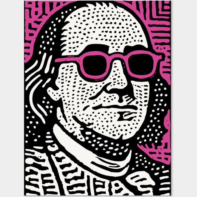 Pop Art Ben Franklin | Pink Founding Father Graphic Wall Art by TuncGK