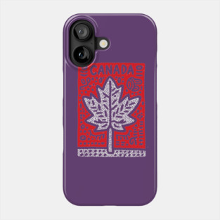 Tribal Canada Maple Leaf | Linocut Graphic Art Phone Case
