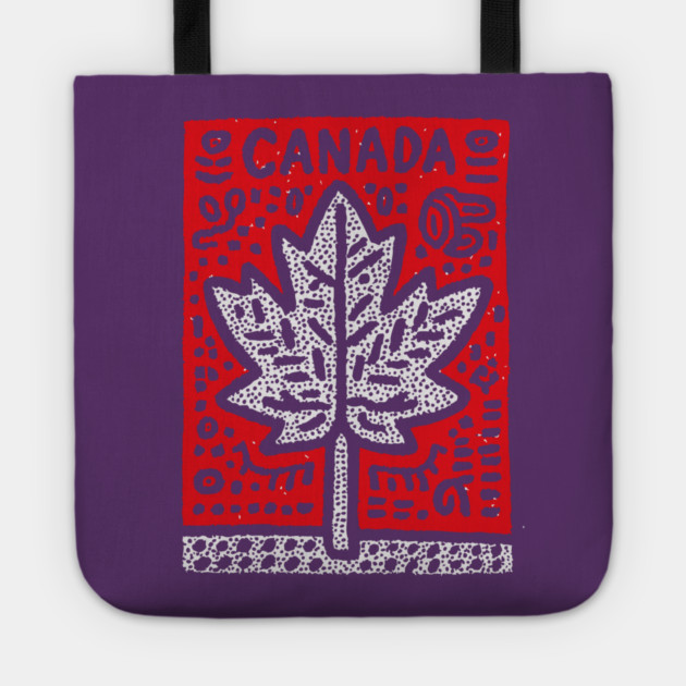 Tribal Canada Maple Leaf | Linocut Graphic Art Tote by TuncGK