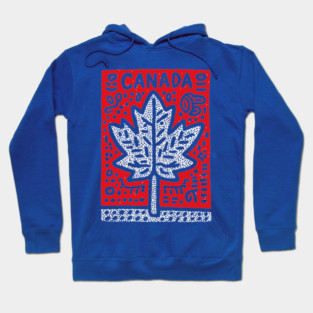 Tribal Canada Maple Leaf | Linocut Graphic Art Hoodie