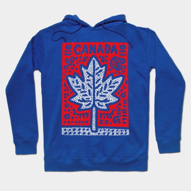 Tribal Canada Maple Leaf | Linocut Graphic Art Hoodie by TuncGK