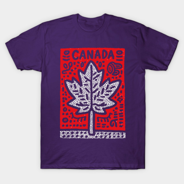 Tribal Canada Maple Leaf | Linocut Graphic Art T-Shirt by TuncGK