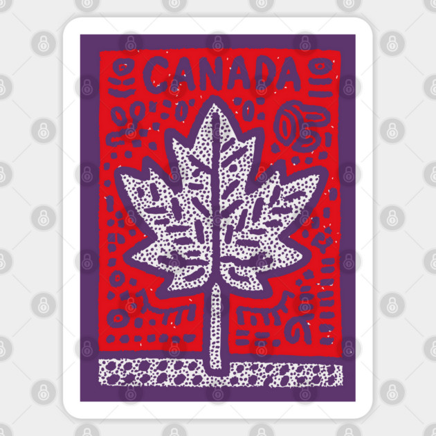 Tribal Canada Maple Leaf | Linocut Graphic Art Sticker by TuncGK