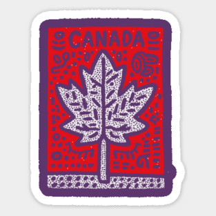 Tribal Canada Maple Leaf | Linocut Graphic Art Magnet