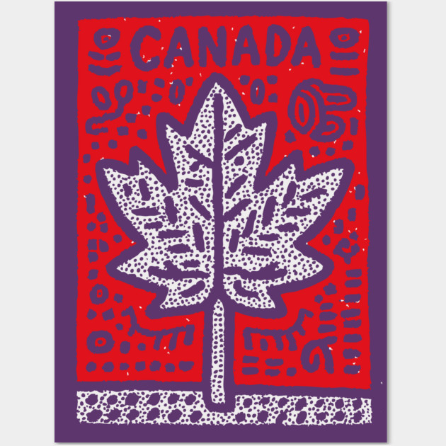 Tribal Canada Maple Leaf | Linocut Graphic Art Wall Art by TuncGK
