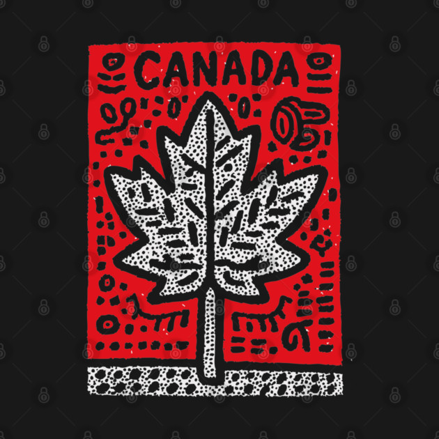 Tribal Canada Maple Leaf | Linocut Graphic Art by TuncGK