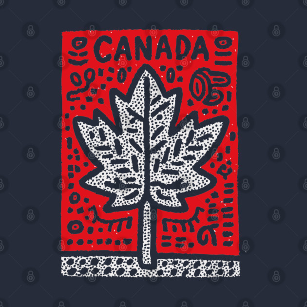 Tribal Canada Maple Leaf | Linocut Graphic Art by TuncGK