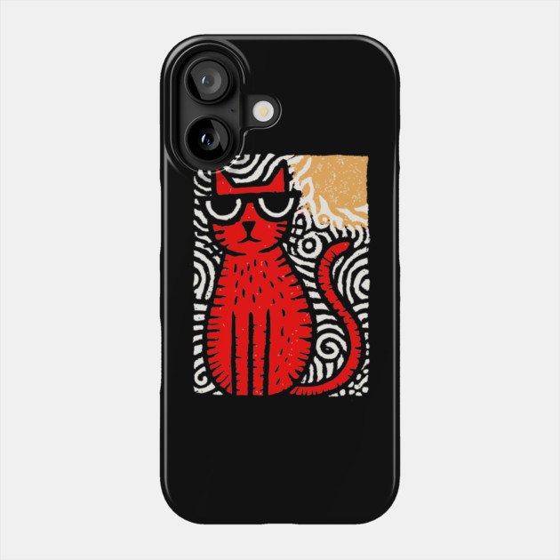 Cat in Heat | Minimalist Retro Graphic Phone Case by TuncGK