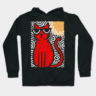 Cat in Heat | Minimalist Retro Graphic Hoodie