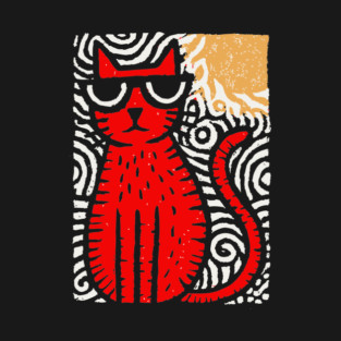 Cat in Heat | Minimalist Retro Graphic T-Shirt