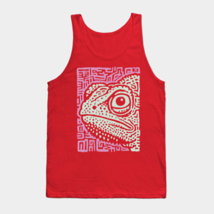 Chameleon Linocut | Tribal Reptile Pattern Tank Top