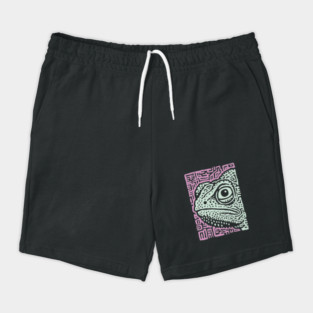 Chameleon Linocut | Tribal Reptile Pattern Shorts