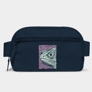 Chameleon Linocut | Tribal Reptile Pattern Bag