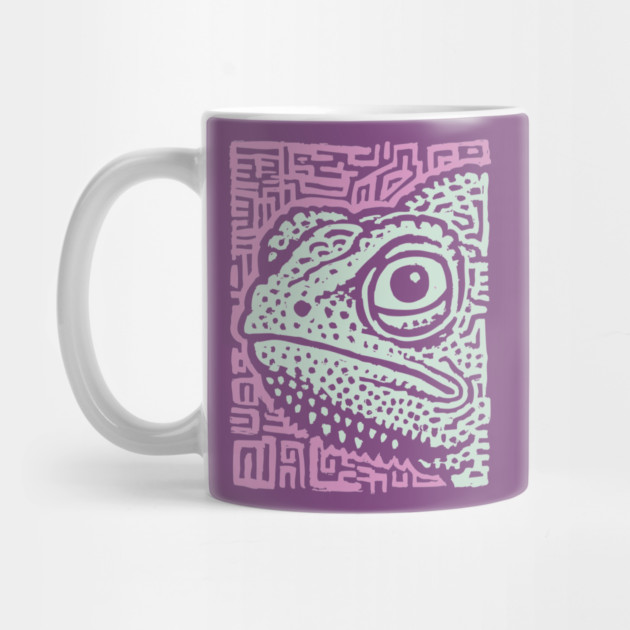 Chameleon Linocut | Tribal Reptile Pattern by TuncGK