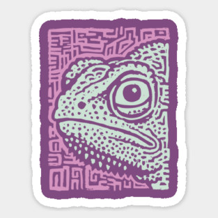Chameleon Linocut | Tribal Reptile Pattern Magnet