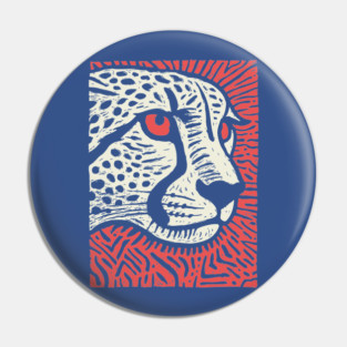 Cheetah Portrait | Graphic Linocut Big Cat Pin