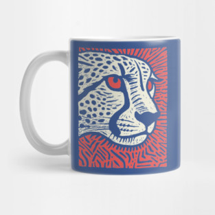 Cheetah Portrait | Graphic Linocut Big Cat Mug