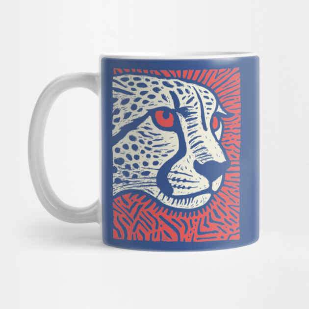 Cheetah Portrait | Graphic Linocut Big Cat by TuncGK