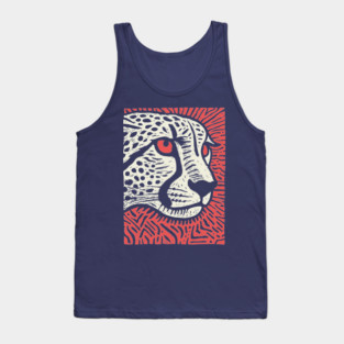 Cheetah Portrait | Graphic Linocut Big Cat Tank Top