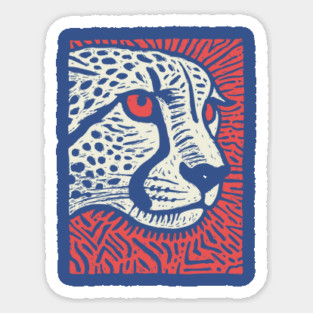 Cheetah Portrait | Graphic Linocut Big Cat Magnet