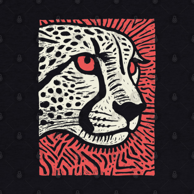 Cheetah Portrait | Graphic Linocut Big Cat by TuncGK