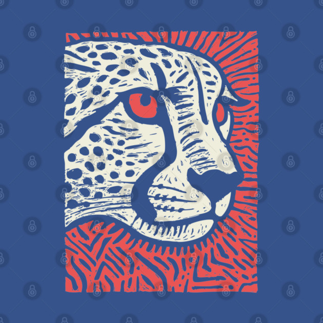 Cheetah Portrait | Graphic Linocut Big Cat by TuncGK