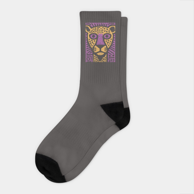 Psychedelic Cheetah | Colorful Tribal Big Cat Socks by TuncGK