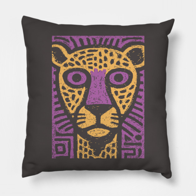 Psychedelic Cheetah | Colorful Tribal Big Cat Pillow by TuncGK