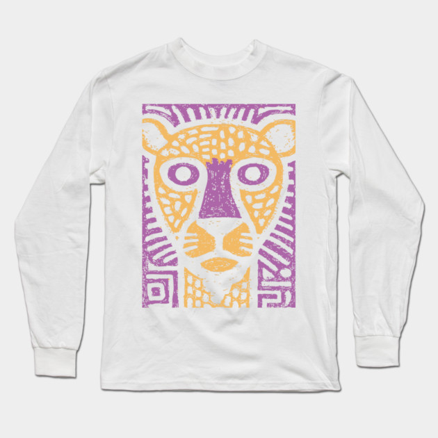 Psychedelic Cheetah | Colorful Tribal Big Cat Long Sleeve T-Shirt by TuncGK
