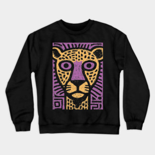 Psychedelic Cheetah | Colorful Tribal Big Cat Crewneck Sweatshirt