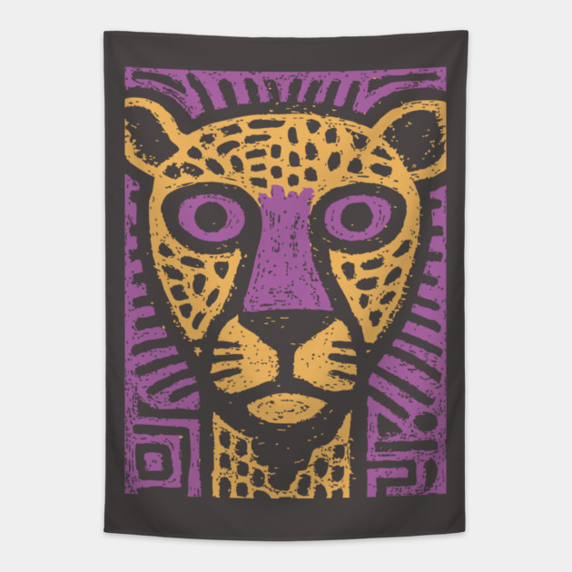 Psychedelic Cheetah | Colorful Tribal Big Cat Tapestry by TuncGK