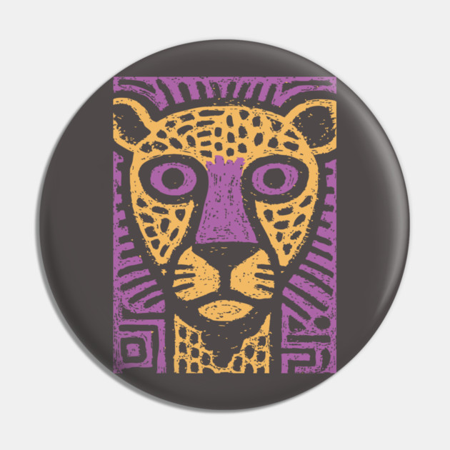 Psychedelic Cheetah | Colorful Tribal Big Cat Pin by TuncGK