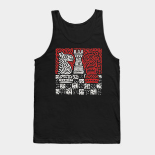Abstract Chess Board | Linocut Game Art Tank Top