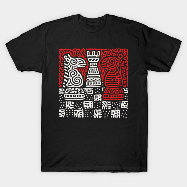 Abstract Chess Board | Linocut Game Art T-Shirt by TuncGK