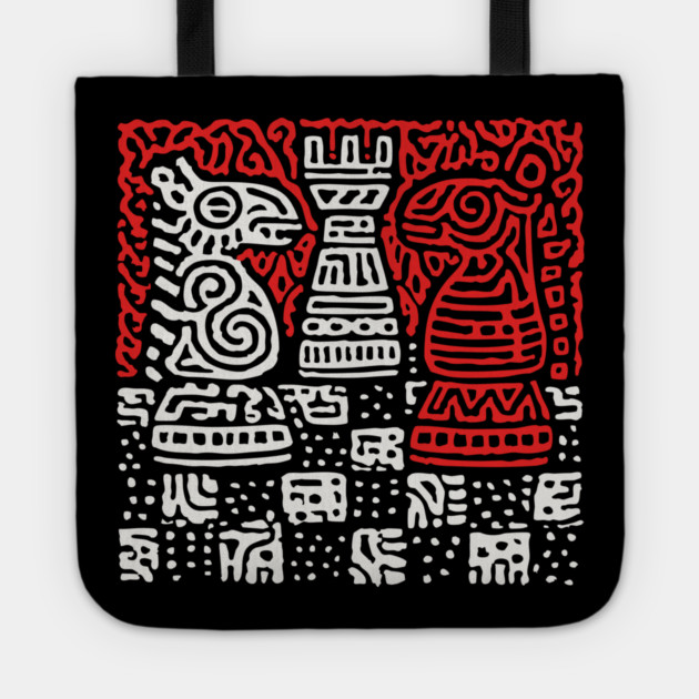 Abstract Chess Board | Linocut Game Art Tote by TuncGK