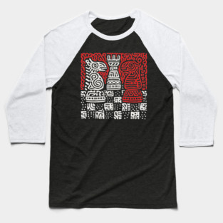 Abstract Chess Board | Linocut Game Art Baseball T-Shirt