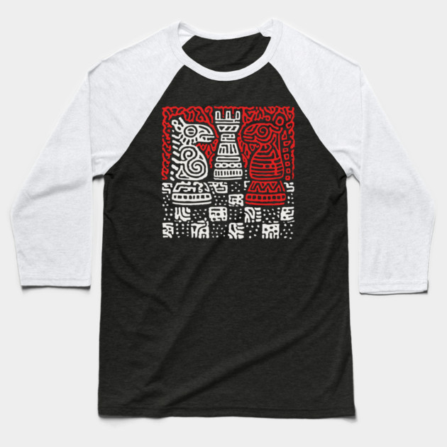 Abstract Chess Board | Linocut Game Art Baseball T-Shirt by TuncGK