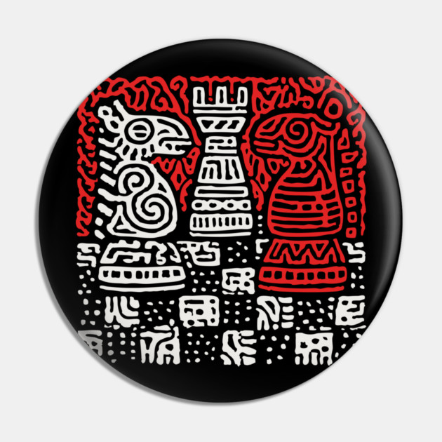 Abstract Chess Board | Linocut Game Art Pin by TuncGK