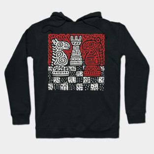 Abstract Chess Board | Linocut Game Art Hoodie