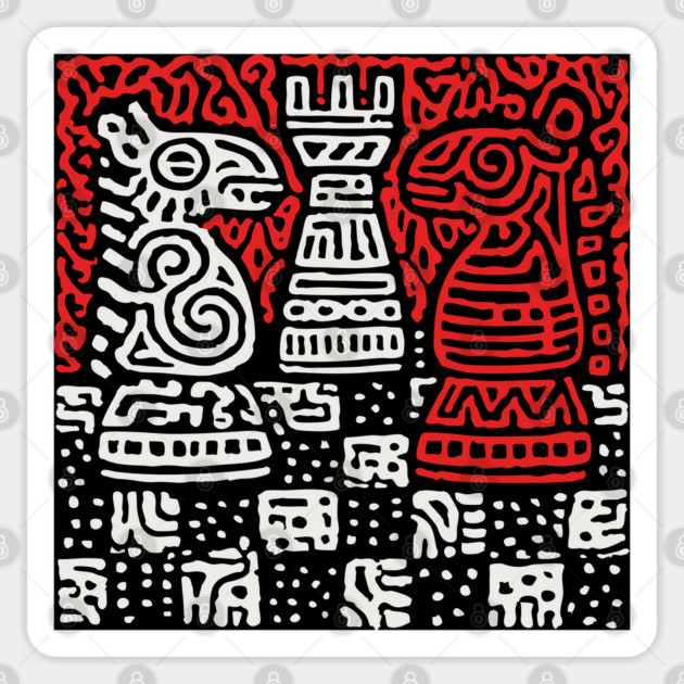 Abstract Chess Board | Linocut Game Art Sticker by TuncGK