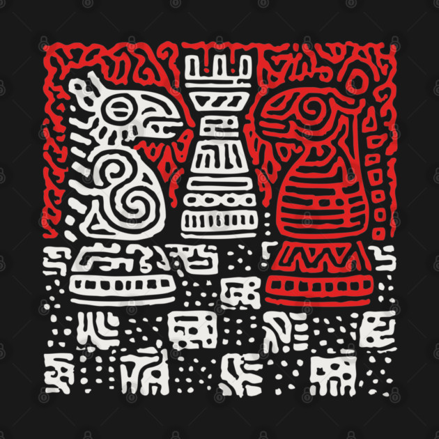 Abstract Chess Board | Linocut Game Art by TuncGK