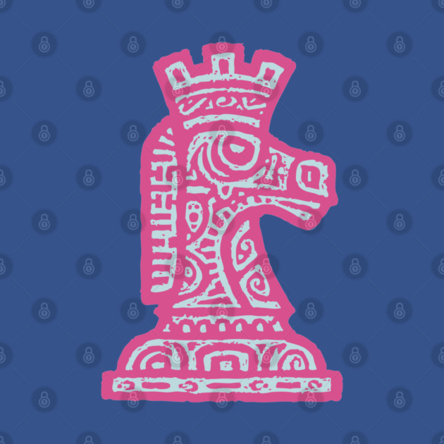 Tribal Chess Knight | Pink Linocut Graphic by TuncGK