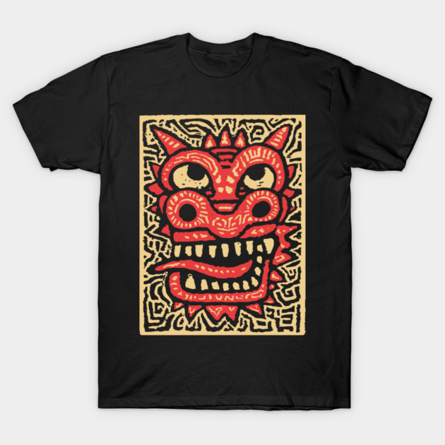 Chinese Dragon Head | Tribal Lunar New Year T-Shirt by TuncGK