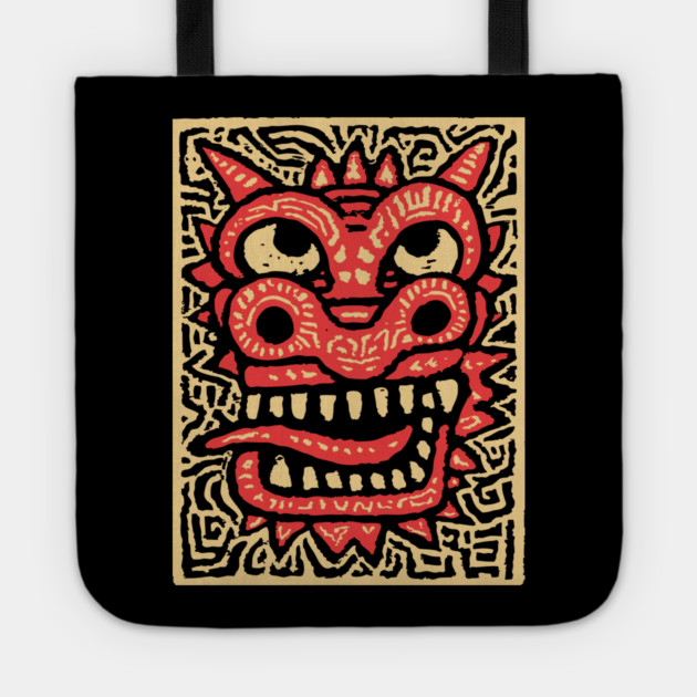 Chinese Dragon Head | Tribal Lunar New Year Tote by TuncGK