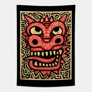 Chinese Dragon Head | Tribal Lunar New Year Tapestry