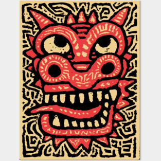 Chinese Dragon Head | Tribal Lunar New Year Posters and Art