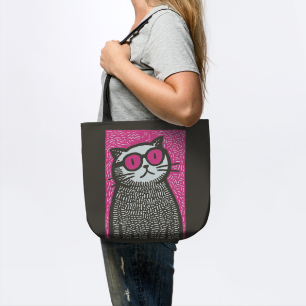 Cool Cat with Pink Glasses | Funny Pop Art Graphic by TuncGK