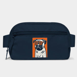Cool Pug with Glasses | Funny Dog Linocut Bag