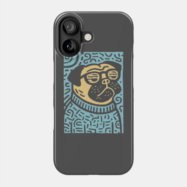 Meditating Pug | Zen Dog Linocut Art Phone Case by TuncGK