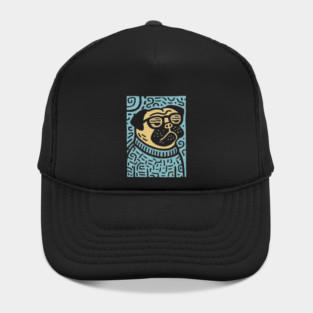 Meditating Pug | Zen Dog Linocut Art Hat